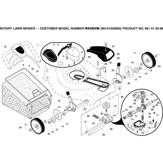 Drive Assembly for Husqvarna R53 SVW Lawn Mowers