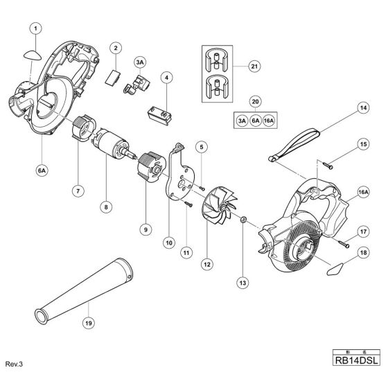 Main Assembly for Hikoki RB14DSL Cordless Blower