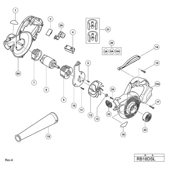 Main Assembly for Hikoki RB18DSL Cordless Blower