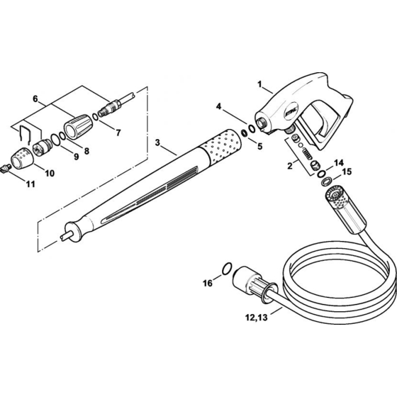 Spray Gun, Spray Lance/ Wand for Stihl RB 302 Cold Pressure Washers.