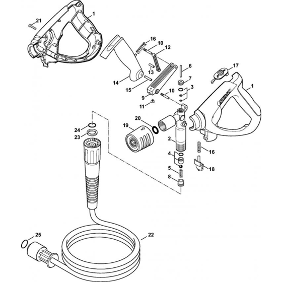 Spray Gun, High Pressure Hose for Stihl RB 402 Cold Pressure Washers.