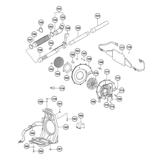 Blower & Harness Assembly for Hikoki RB65EF Backpack Blower