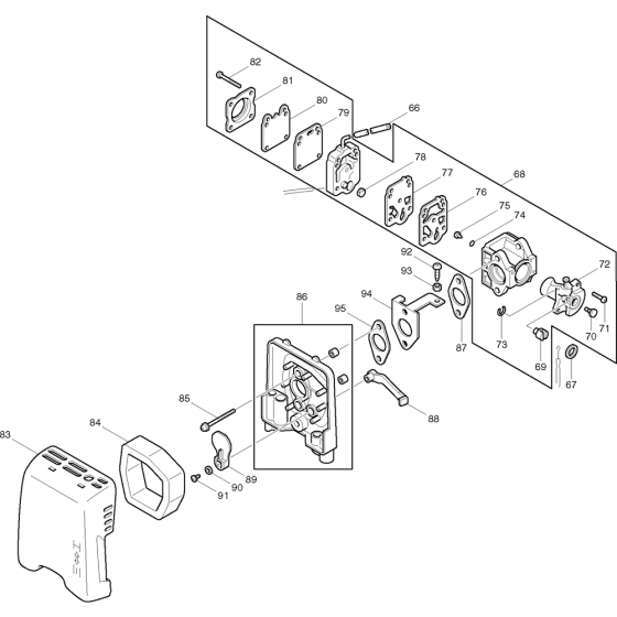 Carburetor and Cover Assembly for Makita RBL250 Leaf Blower