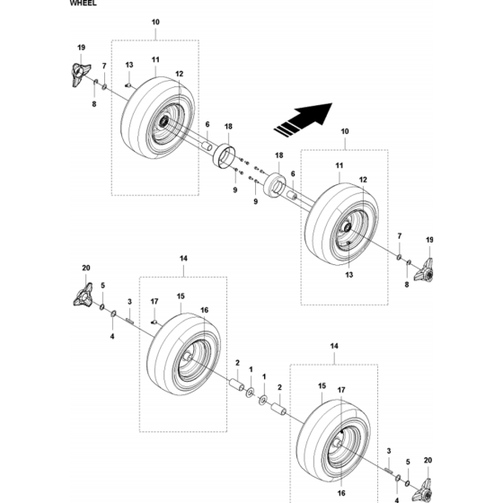 Wheels and Tires Assembly for Husqvarna RC 318T Riders