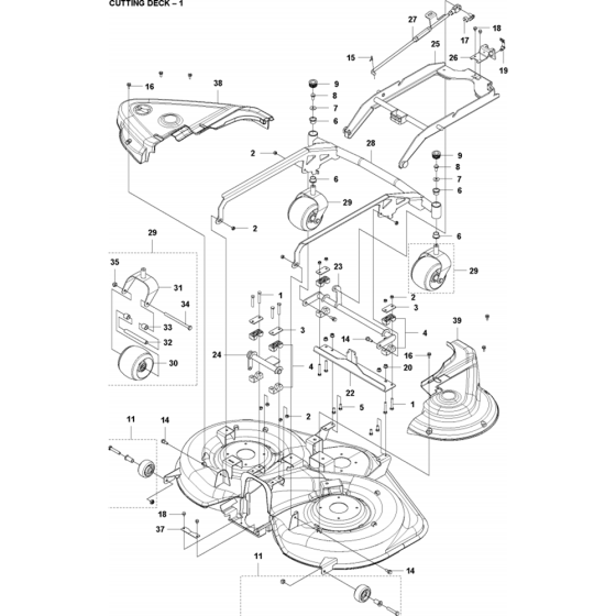 44"/112cm Cutting Deck Assembly-1 for Husqvarna RC 318T Riders