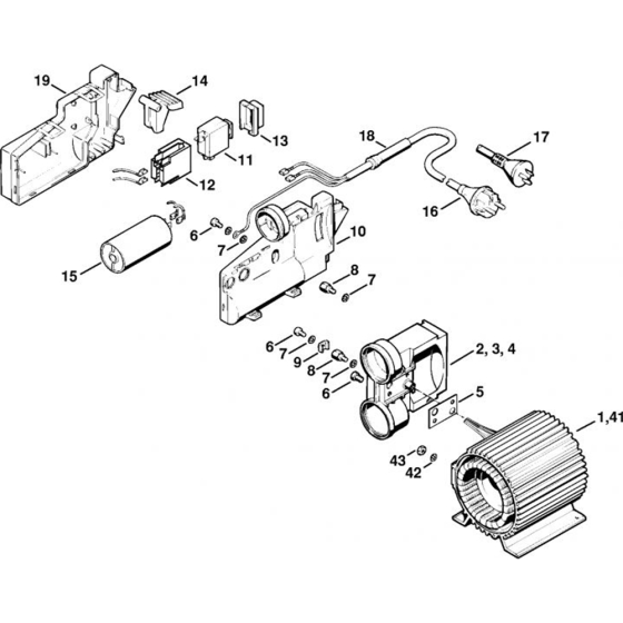 Electric Motor, Pedal Switch for Stihl RE 100 K RE 110, RE 120 K  Cold Pressure Washers.