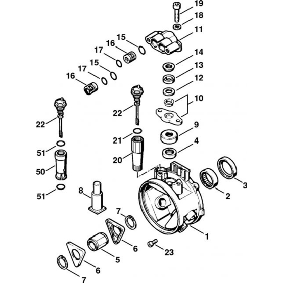 Pump Housing for Stihl RE 100 K RE 110, RE 120 K  Cold Pressure Washers.