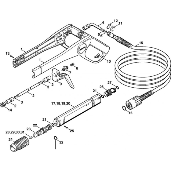 Spray Gun, Spray Lance/ Wand for Stihl RE 105 K Cold Pressure Washers.