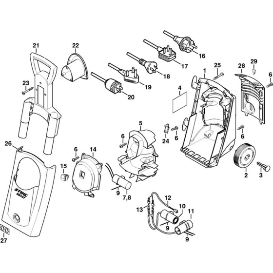 Chassis, Machine Cover for Stihl RE 107 Cold Pressure Washers.