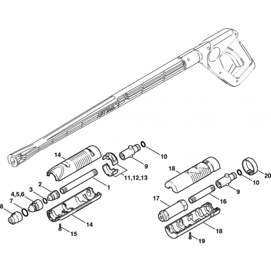 Spray Head, Rotary Nozzle for Stihl RE 141 K, RE 141 K PLUS, RE 161 K, RE 161 K PLUS  Cold Pressure Washers.