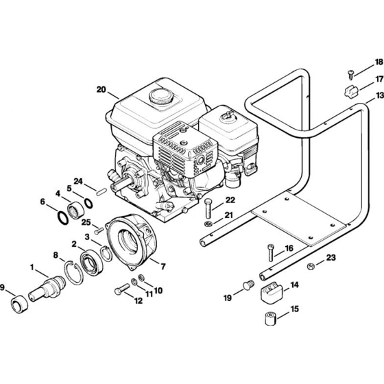 Drive Shaft, Support Frame RB 220 K Assembly for Stihl RE 220 K, RE 240 K, RB 220 K Cold Pressure Washers.