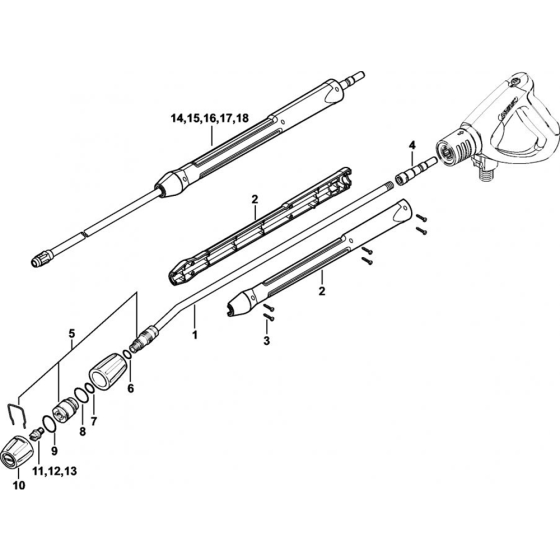 Spray Lance/ Wand Assembly for Stihl RE 271, RE 271 PLUS, RE 281, RE 281 PLUS  Cold Pressure Washers.