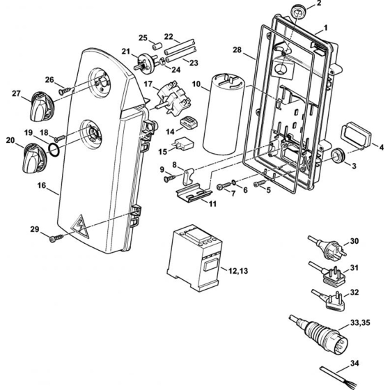 Control Box, Power Cable Assembly for Stihl RE 271, RE 271 PLUS, RE 281, RE 281 PLUS  Cold Pressure Washers.