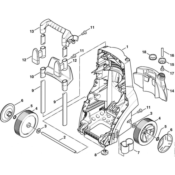 Chassis Assembly for Stihl RE 271, RE 271 PLUS, RE 281, RE 281 PLUS  Cold Pressure Washers.