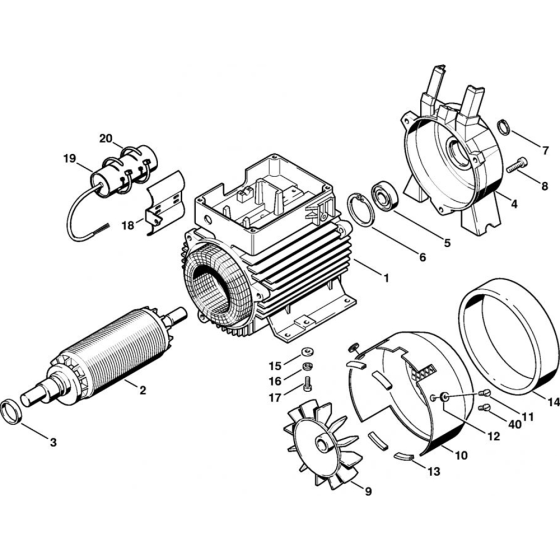 Electric Motor Assembly for Stihl RE 310 K, RE 340 K, RE 440 K Cold Pressure Washers.