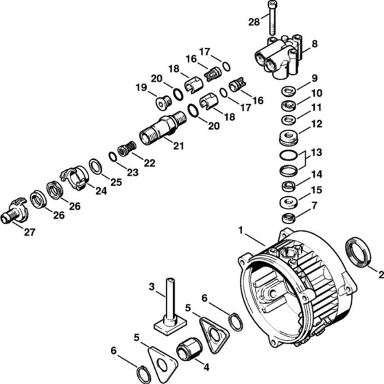 Pump Assembly for Stihl RE 310 K, RE 340 K, RE 440 K Cold Pressure Washers.