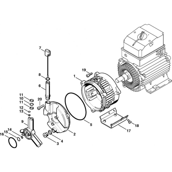 Pump-1 Assembly for Stihl RE 310 K, RE 340 K, RE 440 K Cold Pressure Washers.