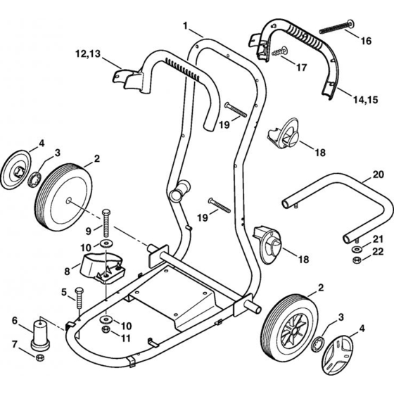 Chassis Assembly for Stihl RE 361, RE 361 PLUS, RE 461, RE 461 PLUS, RE 471, RE 471 PLUS Cold Pressure Washers.