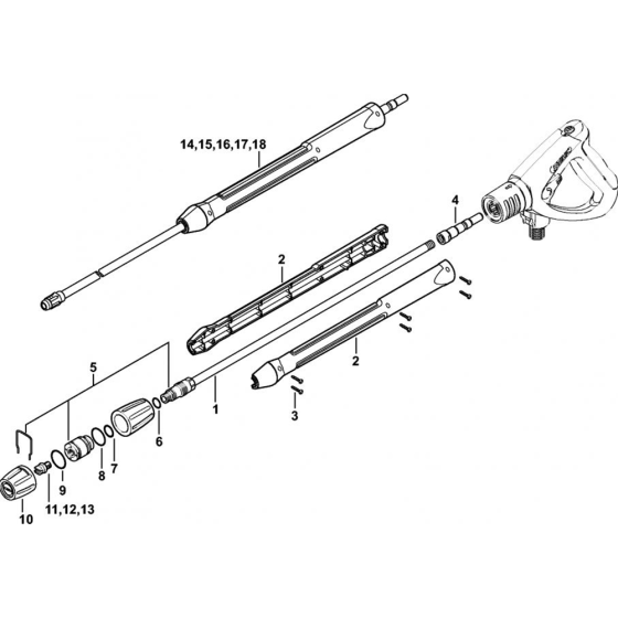 Spray Lance/ Wand Assembly for Stihl RE 362, RE 362 PLUS, RE 462, RE 462 PLUS Cold Pressure Washers.