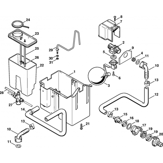 Water Tank Assembly for Stihl RE500W, RE530W, RE560W Hot Pressure Washers