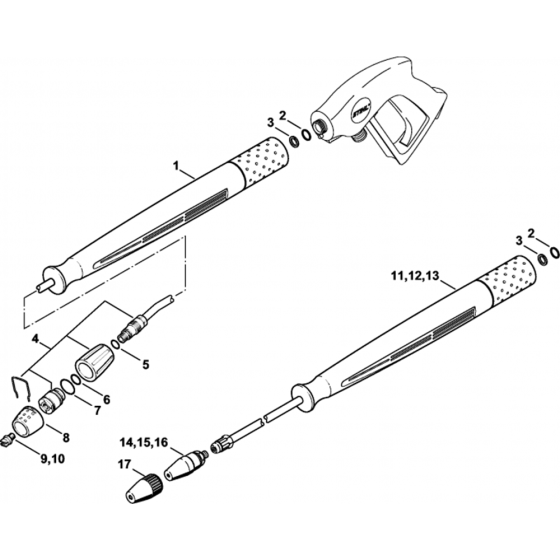 Spray Lance/Wand-1 Assembly for Stihl RE521, RE551, RE581 Hot Pressure Washers