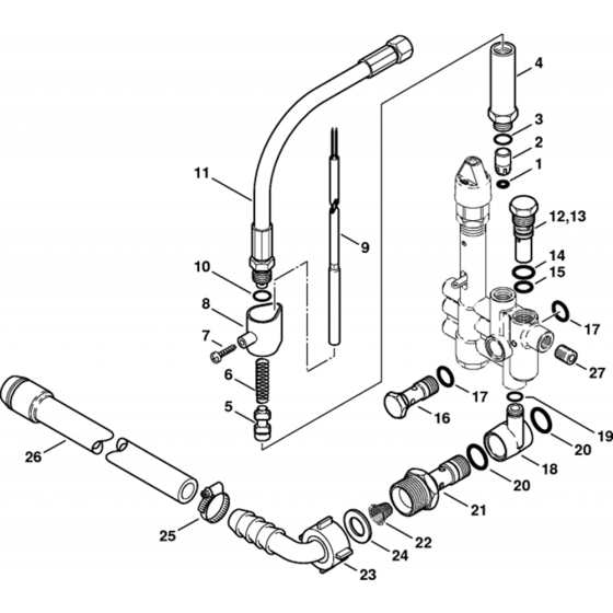 Safety Valve Assembly for Stihl RE521, RE551, RE581 Hot Pressure Washers