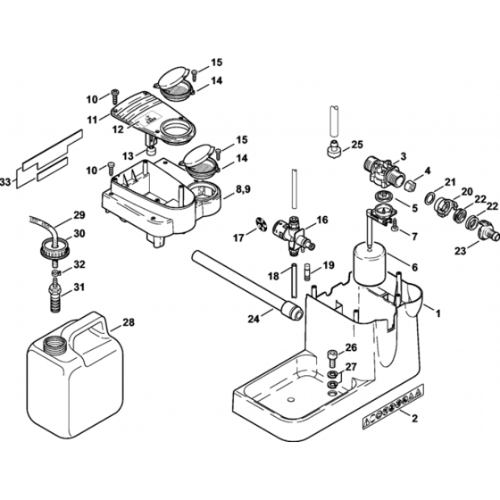 Water Tank Assembly for Stihl RE521, RE551, RE581 Hot Pressure Washers