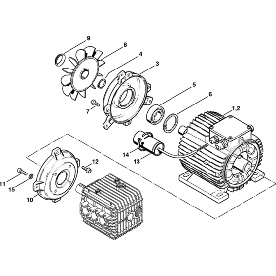 Electric Motor Assembly for Stihl RE520W, RE550W, RE580W Hot Pressure Washers