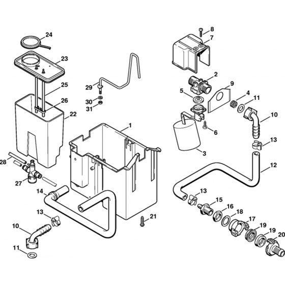 Water Tank Assembly for Stihl RE520W, RE550W, RE580W Hot Pressure Washers