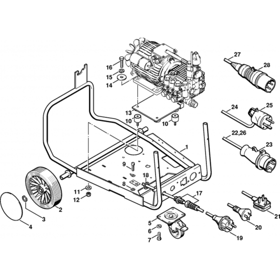 Chassis, Connecting Cable Assembly for Stihl RE520W, RE550W, RE580W Hot Pressure Washers