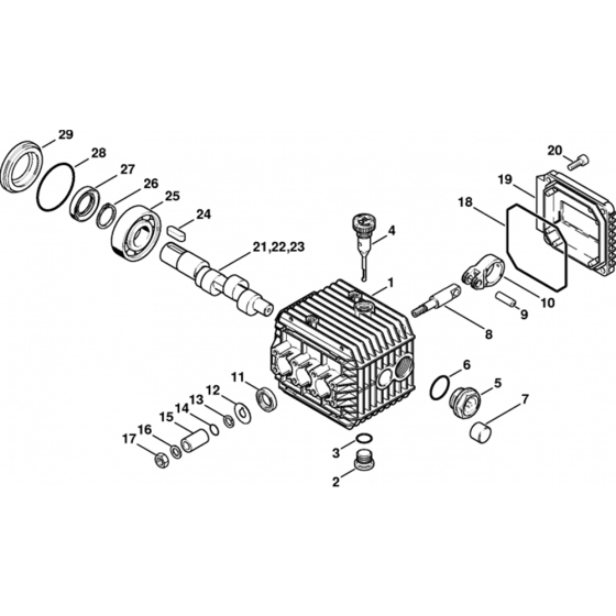 Pump Assembly for Stihl RE520W, RE550W, RE580W Hot Pressure Washers