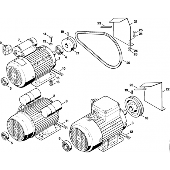 Electric Motor Assembly for Stihl RE600W, RE630W Hot Pressure Washers