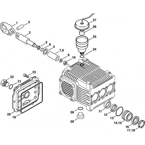 Pump, Piston Assembly for Stihl RE661, RE961 Hot Pressure Washers