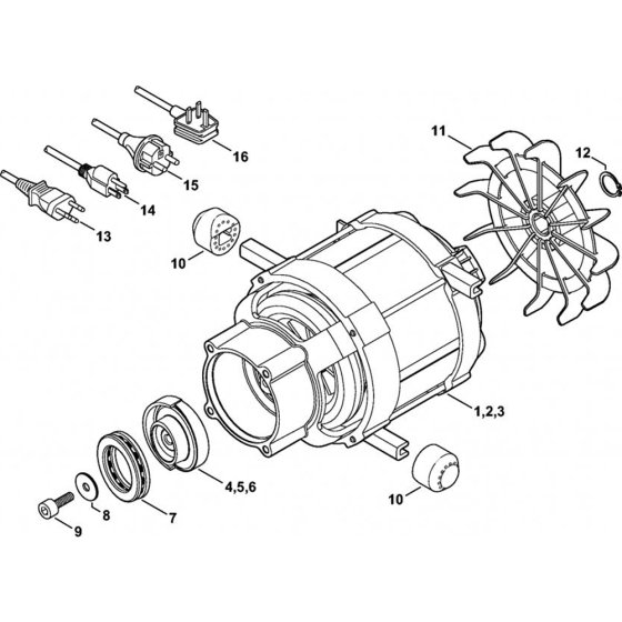 Electric Motor, Connecting Cable for Stihl RE 98 Cold Pressure Washers.