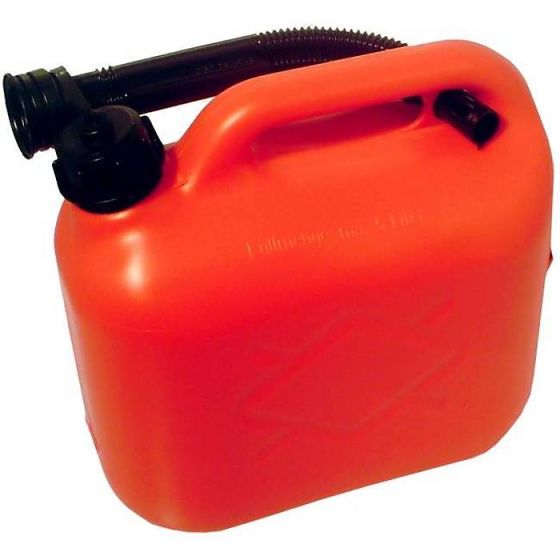 Plastic Fuel Cans, Size: 5ltr, Colour: Red - Complete with Flexi Spout