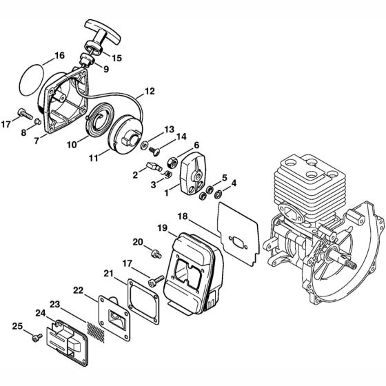 Rewind Starter & Muffler Assembly