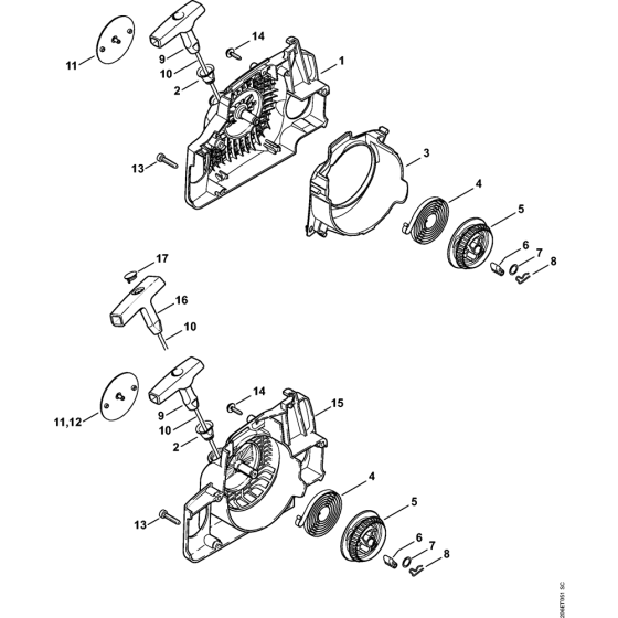 Rewind starter Assembly for Stihl MS180 MS180C Chainsaws