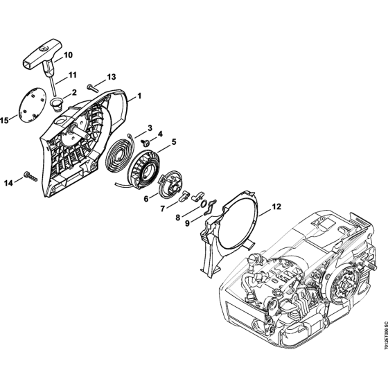 Rewind Starter for Stihl MS201T
