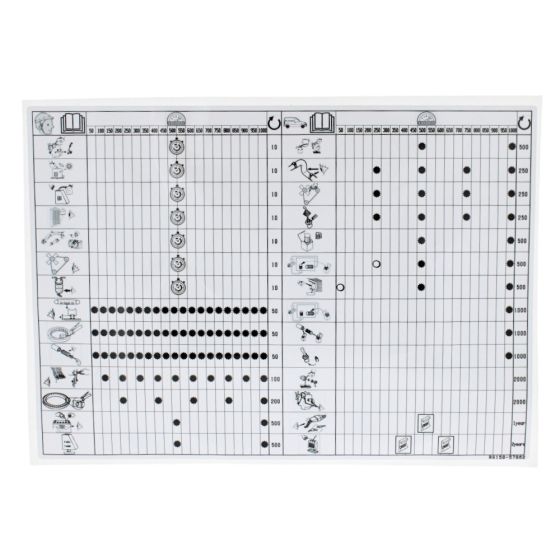 Maintenance Label for Kubota KX016-4, KX019-4 Mini Excavators - OEM No. RG158 57860