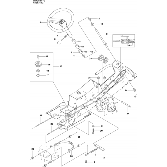 Steering Assembly for Husqvarna Rider 11 C Ride on Mowers