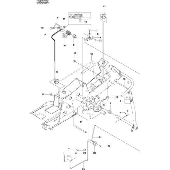 Mower Lift Assembly for Husqvarna Rider 11 C Ride on Mowers