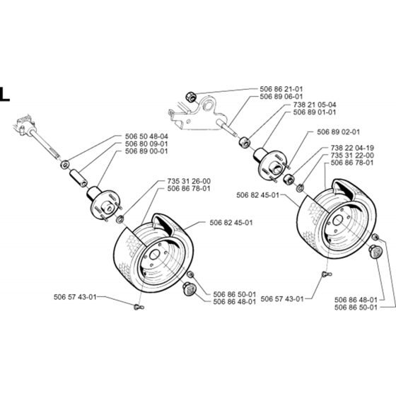 Wheels and Tires Assembly for Husqvarna Rider 1200 Ride on Mowers