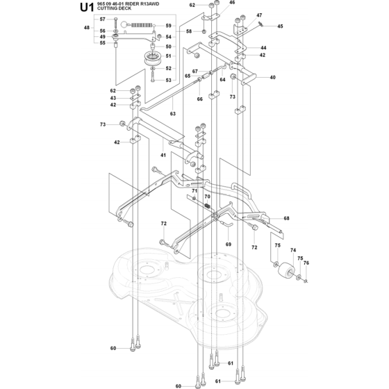 Cutting Deck Assembly for Husqvarna Rider 13 AWD Ride on Mowers