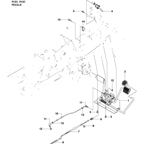 Pedals Assembly for Husqvarna Rider 13 C Ride on Mowers