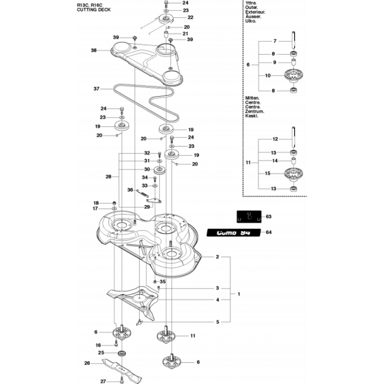 Cutting Deck-1 Assembly for Husqvarna Rider 13 C Ride on Mowers