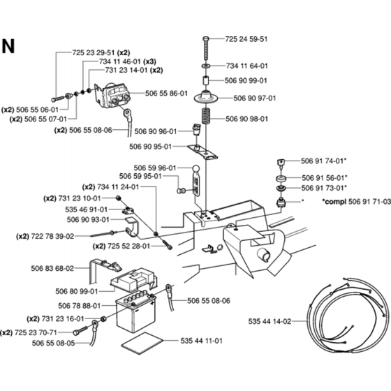 Electrical Assembly for Husqvarna Rider 13 R Ride on Mowers