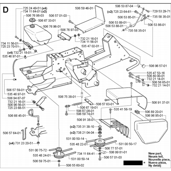 Chassis/Frame Assembly for Husqvarna Rider 13 R Ride on Mowers