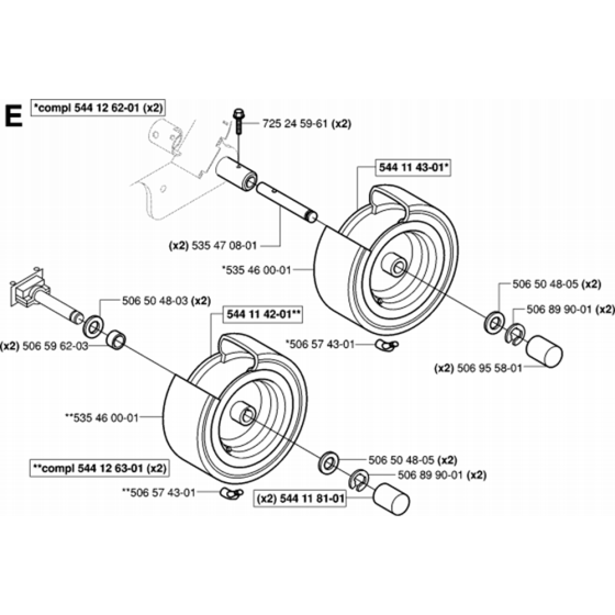 Wheels and Tires Assembly for Husqvarna Rider 13 R Ride on Mowers