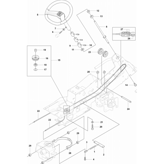 Steering Assembly for Husqvarna Rider 155 AWD Ride on Mowers