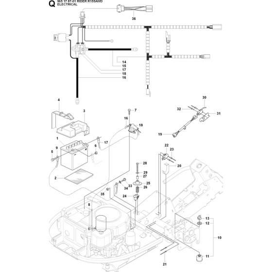 Electrical Assembly for Husqvarna Rider 155 AWD Ride on Mowers